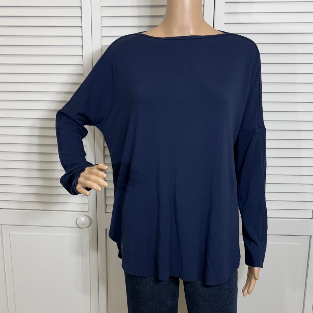 Kit and Ace Deep Blue Long Sleeves Boatneck Top Small